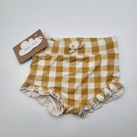 Angel Dear Other - ANGEL DEAR Baby 3-6M High Waist Shorts Bottoms Ruffle Check Print Mustard Yellow